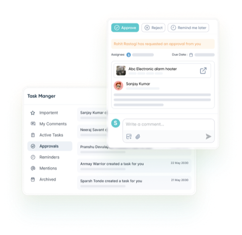 RDash structured approval workflow showing requester, assignee and due date
